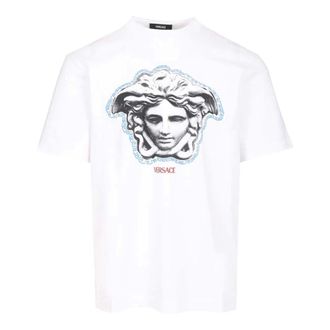 Versace T-Shirts, male, White, Size: M Printed Cotton-Jersey Regular T-Shirt