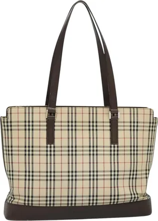 Burberry Nova Check Beige Canvas Tote Bag (Pre-Owned)