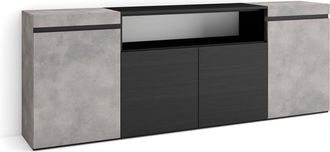 Skraut Home Aparadores Para Sal&oacute;n, Gran Capacidad De Almacenaje, 200x75x35cm, 4 Puertas, Armario, Zapatero, Estilo Moderno, Gris Cemento - Skraut Home