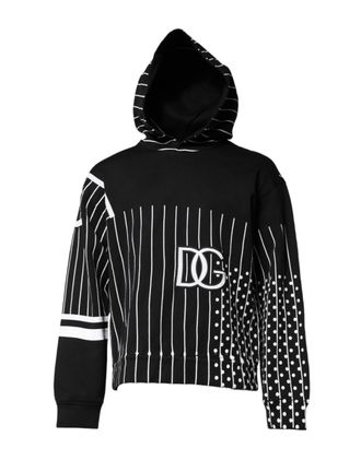 Dolce & Gabbana Striped and Dotted Print Hoodie - Black