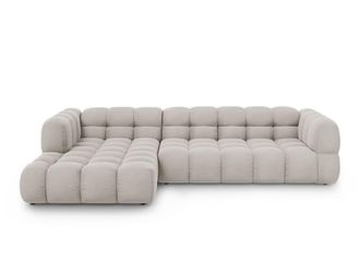 Cosmopolitan Design Sof&aacute; esquinero modular izquierdo 4 plazas de terciopelo beige claro