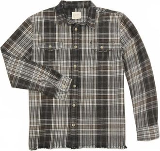 True Grit Mens Long Sleeve Plaid Shirt In Olive