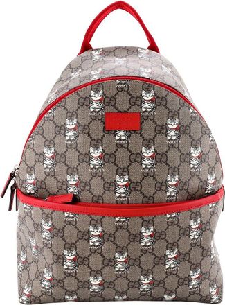 Gucci Brown Printed Gg Coated Canvas Childrens Zip Backpack Small (Authentic Pre-Loved)