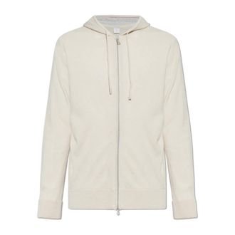Eleventy Cashmere Knitwear, male, Beige, Size: 2XL Cashmere Cardigan with Hood