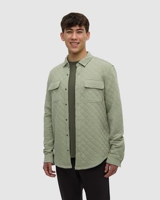 tentree Quilted Colville Shacket in Light Moss Heather at Nordstrom, Size Xx-Large