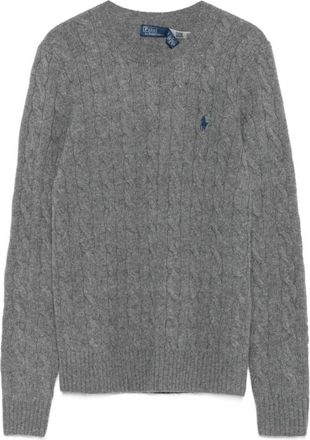 Polo Ralph Lauren Julianna Kabel Wol-Cashmere Ronde Hals Trui - Dames - Ronde hals truien - Grijs - S - Wol - Truien & Vesten