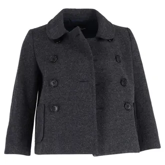 Comme Des Gar&ccedil;ons Comme des Gar&ccedil;ons Double-Breasted Short Jacket in Grey Wool