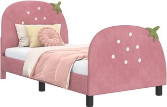 vidaXL Childrens Bed Frame with Headboard Pink 80 x 160 cm Velvet vidaXL