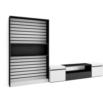 Skraut Home Skraut Home - Muebles De Sal&oacute;n Para Tv, Conjunto De Muebles Comedor, 310x186x35cm, Para Tv Hasta 80, Mueble Televisi&oacute;n, Estilo Moderno, Blanco Y Negro