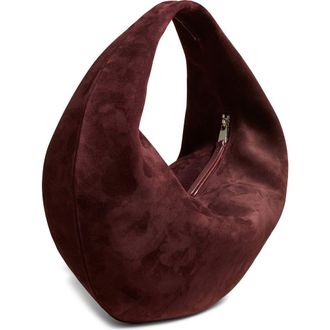 Khaite Medium Olivia Suede Hobo Bag in Rouge Noir 585 at Nordstrom