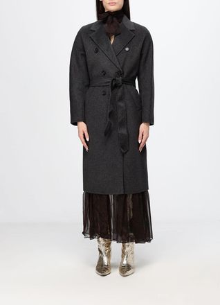 Twinset Wool Blend Robe Coat with Belt and Rever Collar