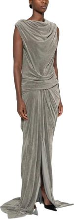 Rick Owens Gala Jurk met Draping en Boothals - Dames - Avondkleed - Grijs - S - Kleedjes