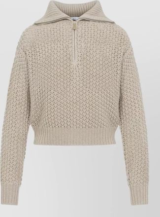 Max Mara cashmere cropped half-zip long-sleeve jumper