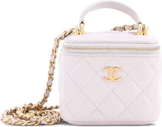 Chanel Classic Top Handle Vanity Case with Chain Quilted Lambskin Mini crossbody bag - Grijs