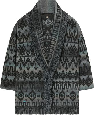 Alanui Fringe-Trimmed Geometric Knit Cardigan