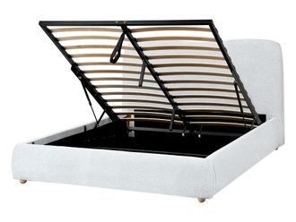 Beliani Cama matrimonial de tejido gris 140x200
