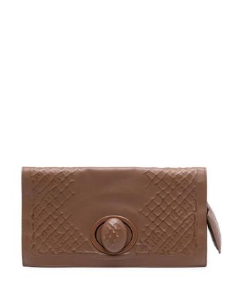 Bottega Veneta 2012-2025 Nappa Embossed Intrecciato Turnlock clutch bag - Brown