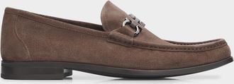 Ferragamo Men & apos;s Grandioso Suede Gancini-Bit Loafers