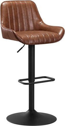 Woltu Woltu Juego De 1 Taburete De Bar - Taburete Alto De Cocina De Piel Sint&eacute;tica Encerada Con Respaldo, Giratorio Y Regulable - Marr&oacute;n
