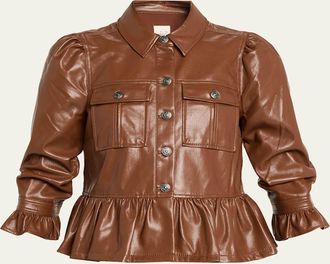 Cinq &agrave; Sept Delanie Ruffled Vegan Leather Jacket
