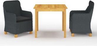 vidaXL Vidaxl - Juego De Comedor Para Jard&iacute;n 3 Piezas Gris Oscuro