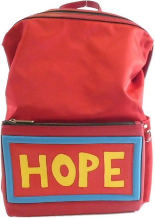 Fendi Red Color Nylon Leather Backpack (Pre-Owned)