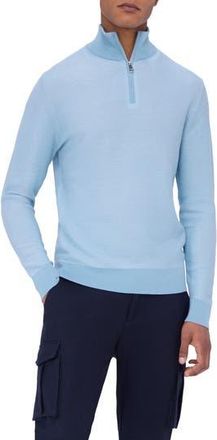 Bugatchi Merino Wool & Silk Birds Eye Quarter Zip Sweater in Dusty Blue at Nordstrom Rack, Size Small