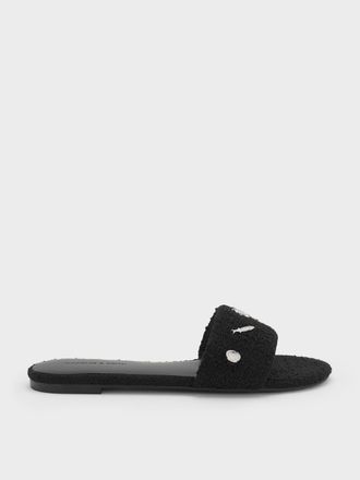 Charles & Keith Tweed Beach Slide Sandals