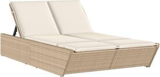 vidaXL Vidaxl - Lettino Prendisole con Cuscini Beige in Polyrattan
