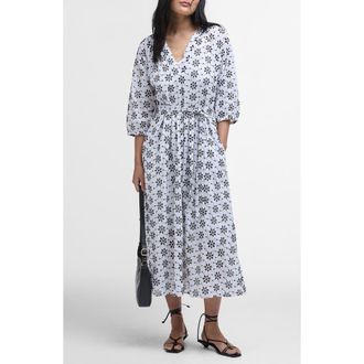 Barbour Erin Embroidered Eyelet Cotton Midi Dress in White at Nordstrom Rack, Size 8 Us / 12 Uk