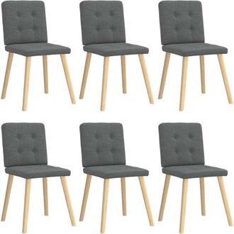 vidaXL Vidaxl - Sillas De Comedor 6 Unidades Tela Gris Oscuro