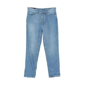 Dondup Straight Jeans, female, Blue, Size: W28 Buttoned Denim Jeans