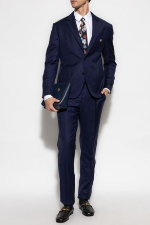 Versace Creased Trousers, Mens, Navy Blue