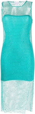 Patrizia Pepe crystal-embellished layered dress - women - Polyester - II - Green