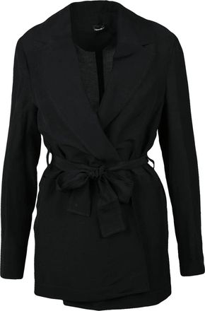 Pennyblack Black Aleggio Belted Viscose-Linen Wrap Blazer
