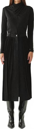 Exquise Florence Mixed Material Denim Skirt In Black