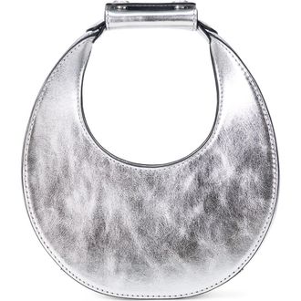 Staud Good Night Moon Leather Top Handle Bag in Silver at Nordstrom