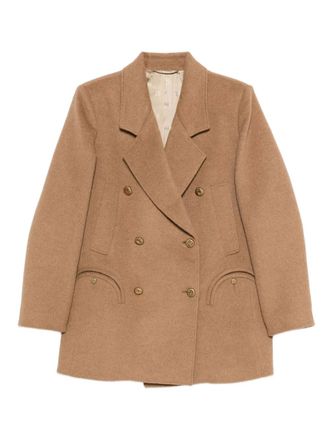 Blazé Milano double-breasted blazer - women - Camel Leather - 3 - Brown