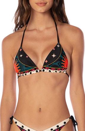 Maaji Flamingo Night Balmy Reversible Bikini Top in Black at Nordstrom, Size Medium