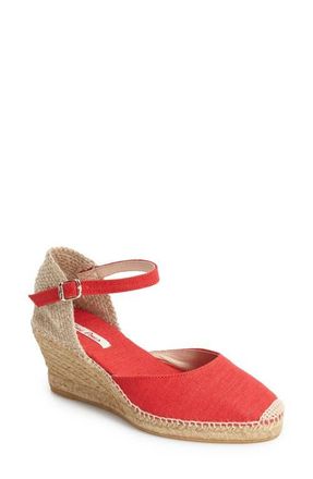 Toni Pons Caldes Linen Wedge Sandal in Red at Nordstrom, Size 5.5-6Us