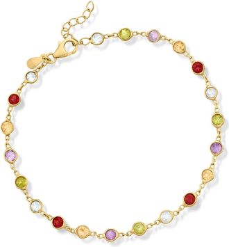 Ross-Simons Multi-Gemstone Anklet in 18kt Gold Over Sterling