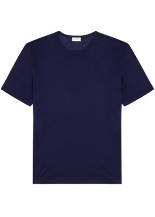 Tシャツ・カットソー SAINT LAURENT NAVY BLUE COTTON T-SHIRT Saint Laurent // Navy & White Inside Out Logo T-Shirt – VSP