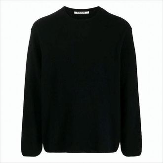 Auralee Classic Crew Neck Black Sweater