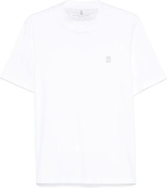 Brunello Cucinelli Tops, Heren, Wit, 3Xl, Katoen, Klassiek Katoenen T-shirt met Logo