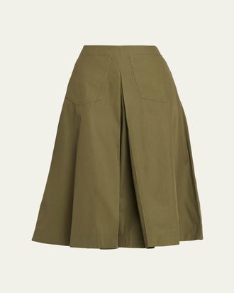 Zankov Louise Pleated Cotton A-Line Skirt