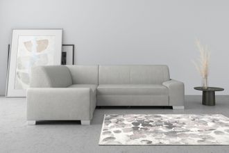 Domo Collection Ecksofa »Anzio in kubischer Formensprache, flache Armlehnen, L-Form« Wahlweise mit Bettfunktion und Federkern für hohen Sitzkomfort