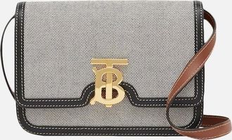 Burberry Womens Small TB Canvas & Leather Shoulder Bag - Grey - Size: UNI