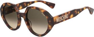 Moschino Sunglasses Round Full Rim, Black Frame And Dark Grey Gradient Lens Mos126/s08079O