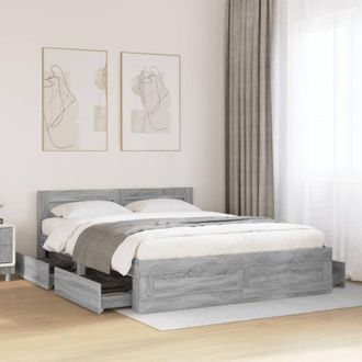 vidaXL Giroletto Testiera Grigio Sonoma 160x200 cm Legno Multistrato - Vidaxl