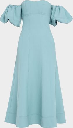Ulla Johnson Nina Puff-Sleeve Off-The-Shoulder Midi Dress
